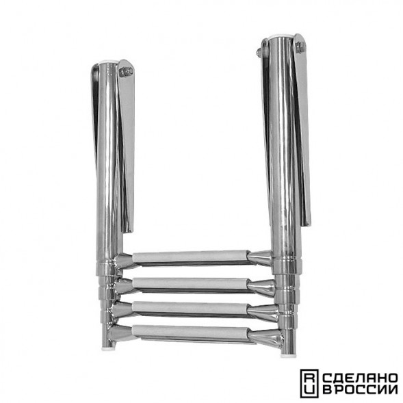 Трап телескопический складной узкий, 4 серых ступени (ширина 264 мм.)