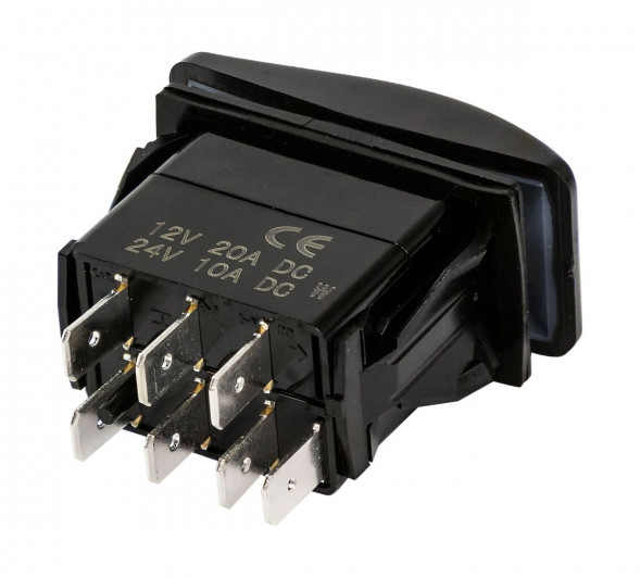 Переключатель трехпозиционный (ON)-OFF-(ON) 12В/20А 7р с подсветкой (упаковка из 10 шт.)