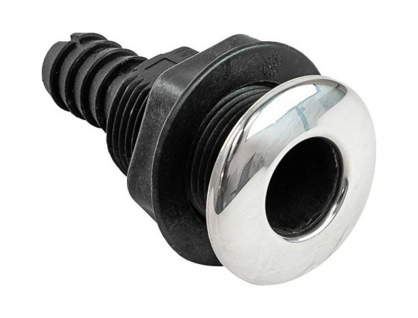 Разъем водосброса пластиковый с крышкой из нержавеющей стали под шланг 16 мм, черный (упаковка из 10 шт.)